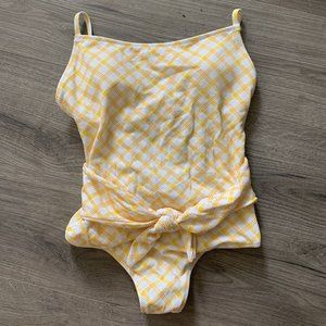 Jessica Simpson Yellow Gingham One Piece Swimsuit NWT Size Medium